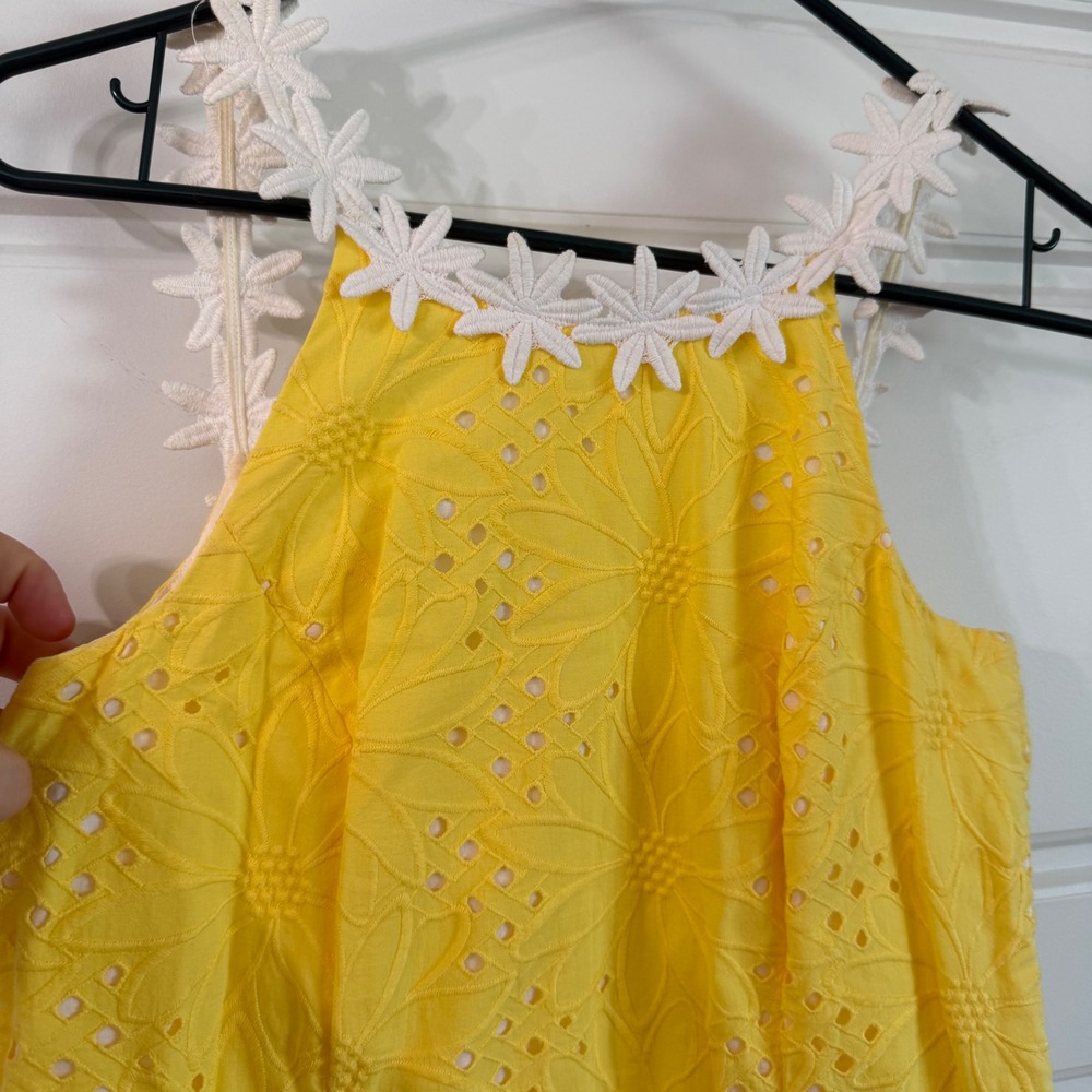 Lilly Pulitzer Annabelle Dress Size 0 Floral Yellow Daisy strapless Eyelet - Picture 3 of 11